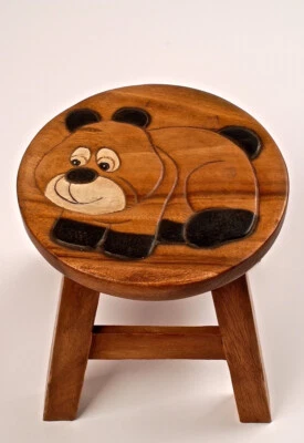 Kinderhocker aus Holz, kleiner Bär, Zootier, Bär, Kita - Bild 1 von 3