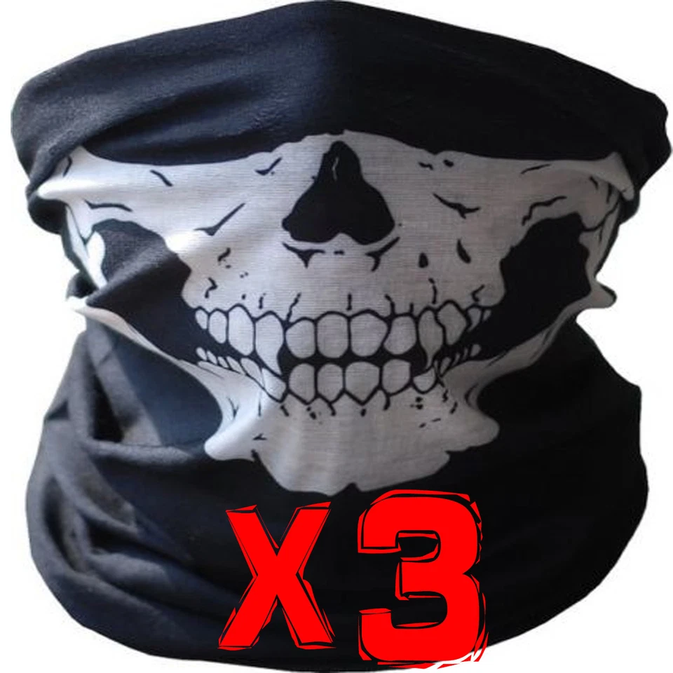 3x BANDANA FACE SHIELD MASK FISHING HEADWEAR BIKER NECK TUBE SCARF SKULL HEAD - image 1 of 1