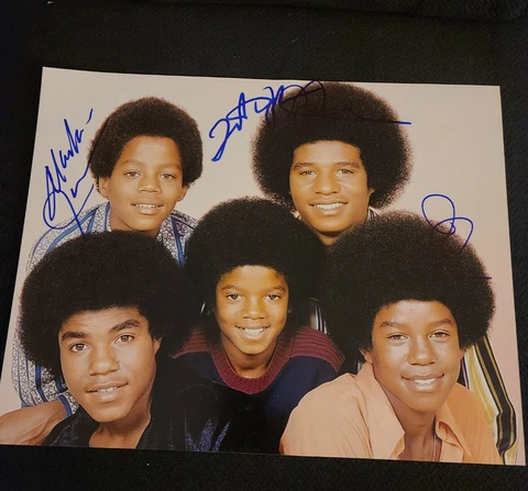 THE JACKSON 5 SIGNED 11X14 PHOTO MARLON TITO JACKIE JERMAINE LEGENDS W/COA+PROOF Cover