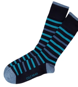 COLE HAAN Mens (1 Pair) Striped Dress Crew SOCKS NIP - Picture 1 of 1