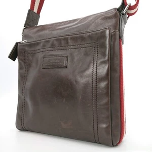 BALLY Shoulder Bag Small Trainspotting Brown Leather Red White Strap China - Picture 1 of 24