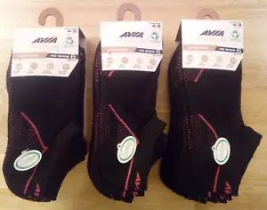 Avia Women's Cushioned No Show Socks Black . 3 Six Packs (18 Pair) Size 4-9 - Picture 1 of 3