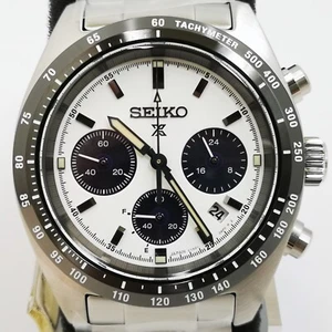 SEIKO PROSPEX SPEEDTIMER SBDL085 White Solar Chronograph Men's Watch New in Box - Picture 1 of 24