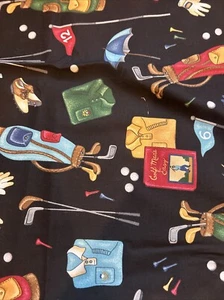 GOLF LOVER'S Fabric All Cotton Clubs Bag Tee 43” x44”Hemmed Fabric Piece - Picture 1 of 6