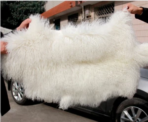 Genuine Natural Mongolian Lambskin Sheepskin Fur Wool Pelt Rug Curly Hair Carpet - Picture 1 of 12
