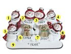 Personalized Snowman Family of 6 w/ 2 Dogs Christmas Ornament 