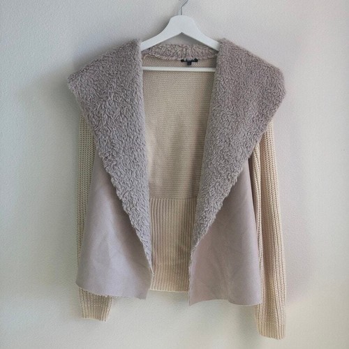 OFF WHITE Giacca cardigan 21 principali pelliccia sintetica scamosciata colletto maglia panna grande