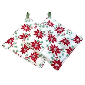 Par de soportes de fiesta acolchados hechos a mano en círculos blancos, rojos y verdes NUEVOS - Imagen 1 de 3