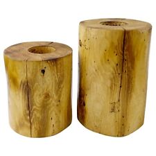 Rustic Wood Log Votive Candle Holders Set of 2 Tree Stump Knots Cabin Lodge