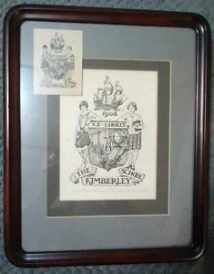 The Kimberly School Bookplate Design by Mary Cheney Platt Framed w/ Bookplate - Picture 1 of 5