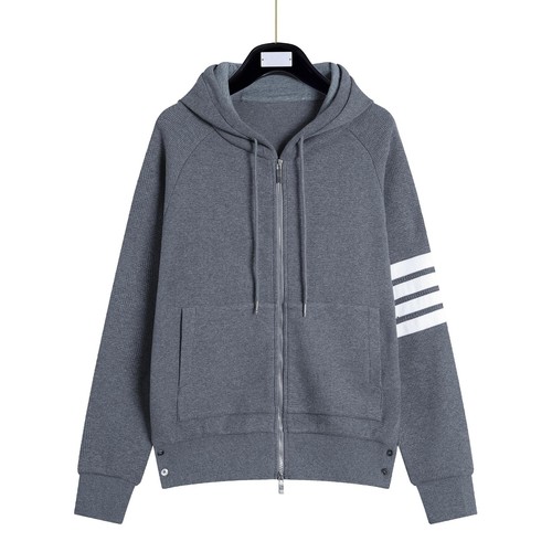 Thom Browne Cappotto donna waffle con cappuccio e quattro barre