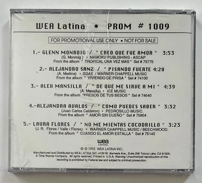 WEA Latina RARE PROMO # 1009 CD STILL SEALED Glenn Monroig Alejandro Sanz 1992 - Image 1 of 2