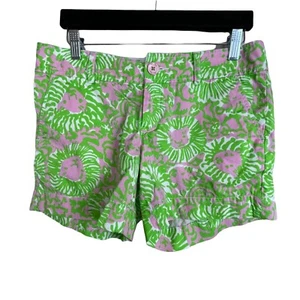 Lilly Pulitzer Callahan Green Pink Sunnyside Lion Print 5" Shorts Size 6 - Picture 1 of 5