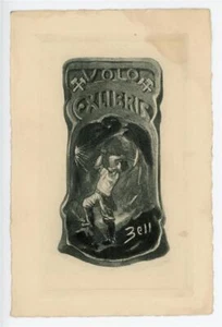 unbekannt - Exlibris mit Bergarbeiter - Druckgrafik - o.J. - Foto 1 di 1