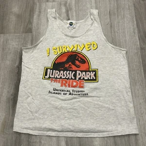 Vintage I Survived JURASSIC PARK The Ride Universal Studios Gray Tank Top Large - Picture 1 of 7
