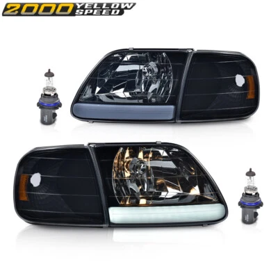 Fit for F-150 Expedition 97-04 Black/Smoked LED DRL Headlights & Corner Lights  Foto 1 de 4