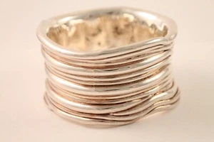 BAT-AMI 925 Sterling Silver Large Wide Electroform Bangle Bracelet 71.1 grams - Picture 1 of 9