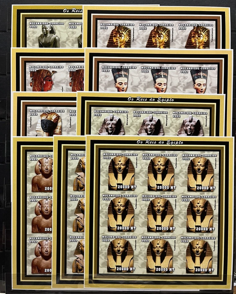 9x Tutankhamun / Egyptian Civilization  Mozambique - Imperf. - MNH** D10 - Image 1 of 1