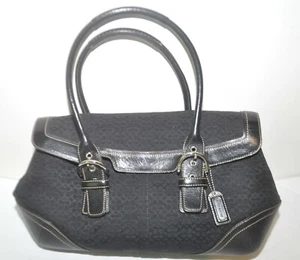 Coach Soho Signature Canvas Black Satchel Tote Purse Bag M04w-7080 - Picture 1 of 4