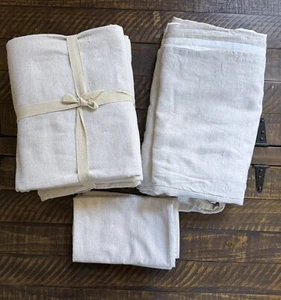 Pottery Barn European Flax Linen Cotton Cal King Sheet Set W 14”L Bed skirt Read - Picture 1 of 1