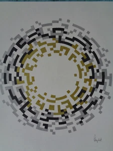 OP-Art Grafik, Geom. Komposition, Symbolik, MYSTIK VI, Burgschat - Bild 1 von 2