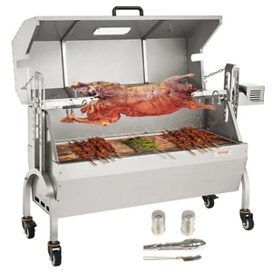 VEVOR Barbecue à agneau Gril à cochon de lait Gril rotatif 50W 60kg BBQ Brochette rotative Rôtissoire - Photo 1/12