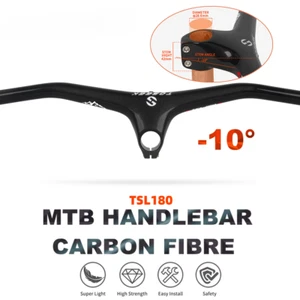 Manillar y potencia de bicicleta MTB -10 grados manillar integrado de fibra de carbono - Imagen 1 de 23