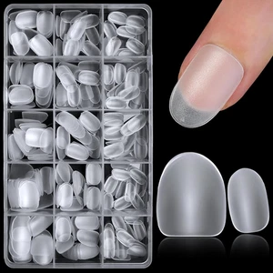 300 Stück kurze ovale Nägel Tips Gel Tips Fake Nails klar weich Gel Nagel Tips Full Co - Bild 1 von 12
