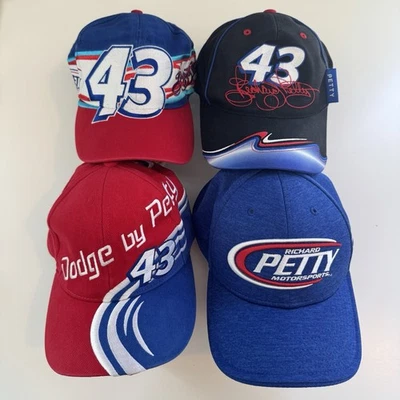 Lote De Colección De 4 Sombrero Richard Petty A Presión Bordado NASCAR Firma Foto 1 de 4