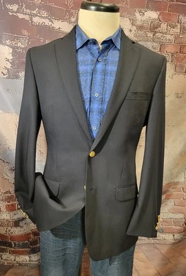 Flawless CALVIN KLEIN Black W/ Gold Buttons Blazer Sport Coat Jacket Size 38R - Image 1 of 4