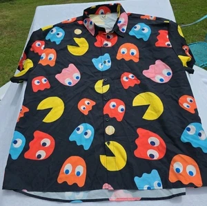 Hardaddy Pac-Man Ghost Short Sleeve Button-Up Shirt Men’s Medium Black 2XL - Picture 1 of 8