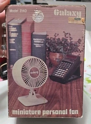 Vintage Galaxy Miniature Mini Personal Desk Fan 2 Speed Model 3140 Tested w/box - image 1 of 4