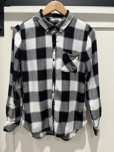 Rails Black & White Plaid Soft Flannel - Long Sleeve  - Women’s Small - Picture 1 of 12
