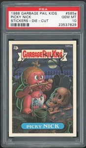 1988 Garbage Pail Kids 15th Series #585a Picky Nick PSA 10 GEM MINT Os15 Die-Cut - Picture 1 of 2
