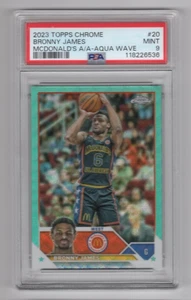 2023 TOPPS CHROME MCDONALD'S BRONNY JAMES AQUA WAVE REFRACTOR RC (002/199) PSA 9 - Picture 1 of 1