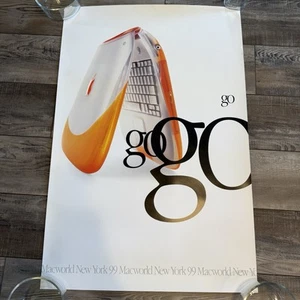 1999 Apple iBook G3 Go Computer Poster Macworld New York Tangerine Clamshell - Picture 1 of 10