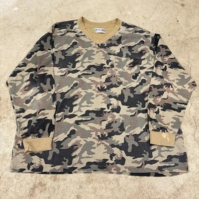 Camo Thermal Shirt Mens 2XL Brown Green Long Sleeve Waffle Knit Hunting Haband - Image 1 of 4