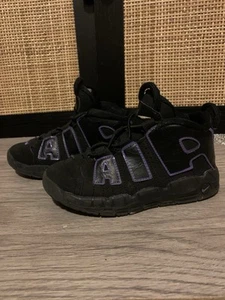 Nike Toddler Uptempo Black Purple Mid Top Sneakers Shoes Dx5956-001 Size Uk 9.5C - Picture 1 of 3