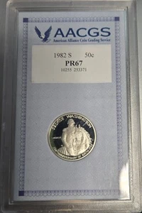 1982-S George Washington Silver Commemorative Half Dollar Vintage AACGS Holder - Picture 1 of 2