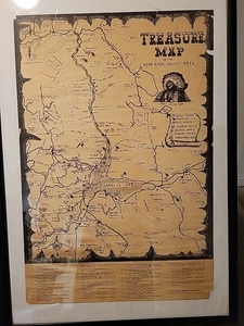 Vintage Treasure Map 1977 Kern River Valley Area Chief Flying Hoof 24"x16.5 - Picture 1 of 6