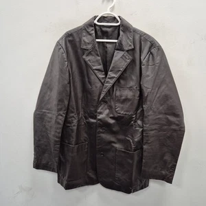 Gap Vintage Dark Brown Leather Single Breast Sport Blazer Coat Jacket Size Large - Picture 1 of 7