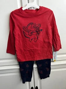 Top e Joggers Cat & Jack San Valentino Dino Ragazzo 3T - Foto 1 di 2