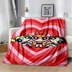 New Custom The Powerpuff Girls Hearts Throw Blanket Blossom Bubbles Buttercup - Picture 1 of 5