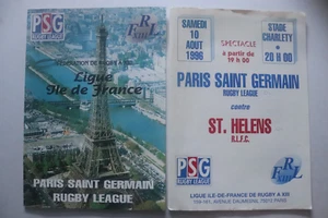 Paris Saint Germain v St Helens Saints 1996 Rugby Super League programme + - Picture 1 of 2