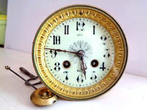 Ancienne  Pendule Mouvement de Paris Cadran Emaillé Pendulum Horloge Japy Frères