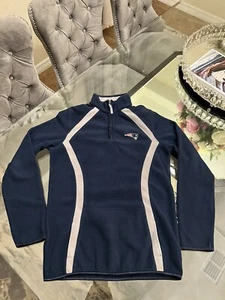 New England Patriots Y2K Sweater Women's Size M Blue Fleece Pullover 1/4 Zip NFL - Picture 1 of 13