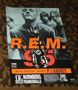 R.E.M. ORIGINAL CONCERT POSTER NUREMBURG GERMANY MARCH 18TH, 1995 WITH CREW PASS - Picture 1 of 2