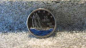 Canada 10 cents 10c Bluenose Schooner Colored Double-Dated 1921 2021 MS65+ D2 - Picture 1 of 13
