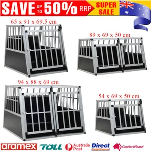 Metal Dog Cage Transport Pet Puppy House Carrier Crate Kennel Lock Travel Box AU - Picture 1 of 16
