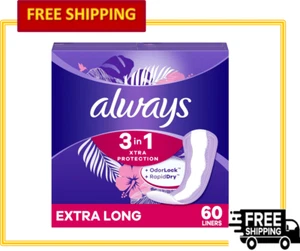 Always 3-in-1 Xtra Protection Daily Liners, Extra Long, Leakguard + Rapid Dry - Picture 1 of 9